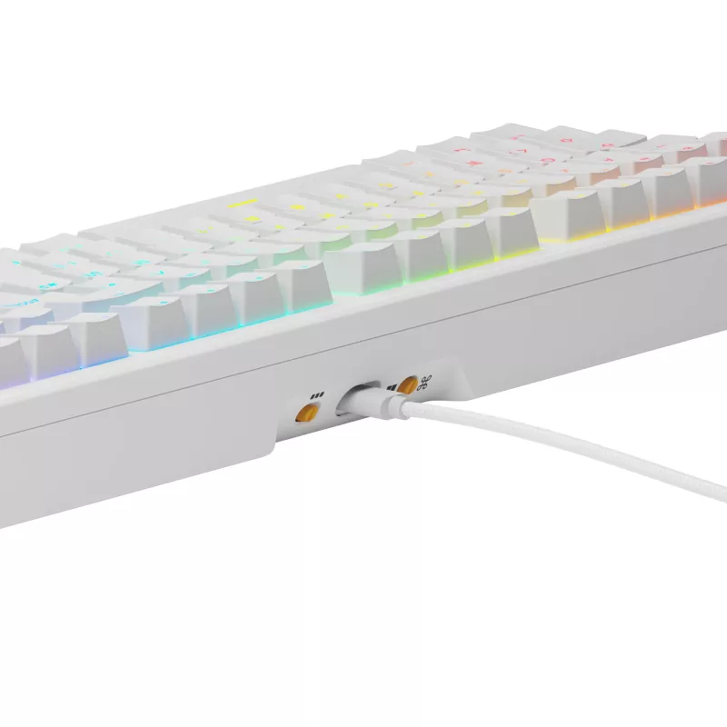 Glorious Gaming GMMK 3 HE 100% Prebuilt Wired White - FR, con cable, USB, mecánico, AZERTY, RGB LED, blanco