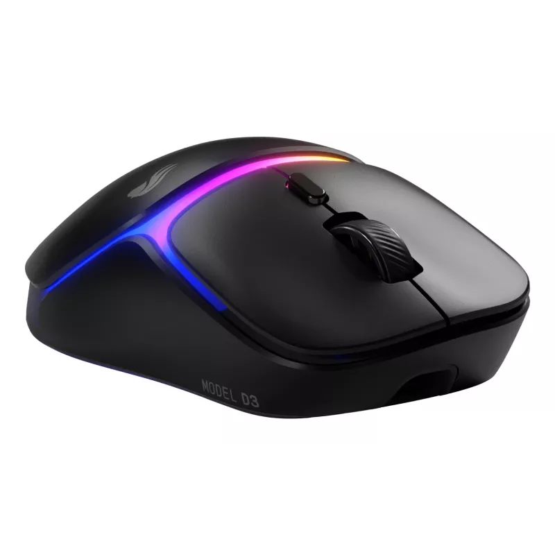 Glorious Gaming Model D3 Wireless ratón gaming – sistema InfinitePlay de baterías intercambiables, sondeo 8k, interruptores ópticos con 130M clics, ultraligero 69g, sensor óptico 30K-DPI, RGB – negro