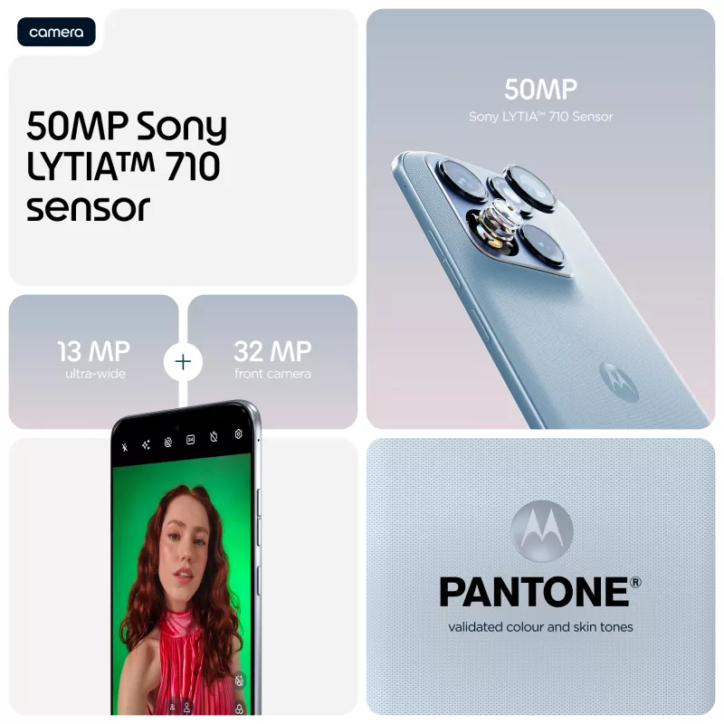 Smartphone Motorola edge 70 fusion — 6,78 inch (17,2 cm) OLED, Snapdragon 7s Gen 3, 12 GB RAM, 256 GB, Dual SIM, 7000 mAh, Azul claro