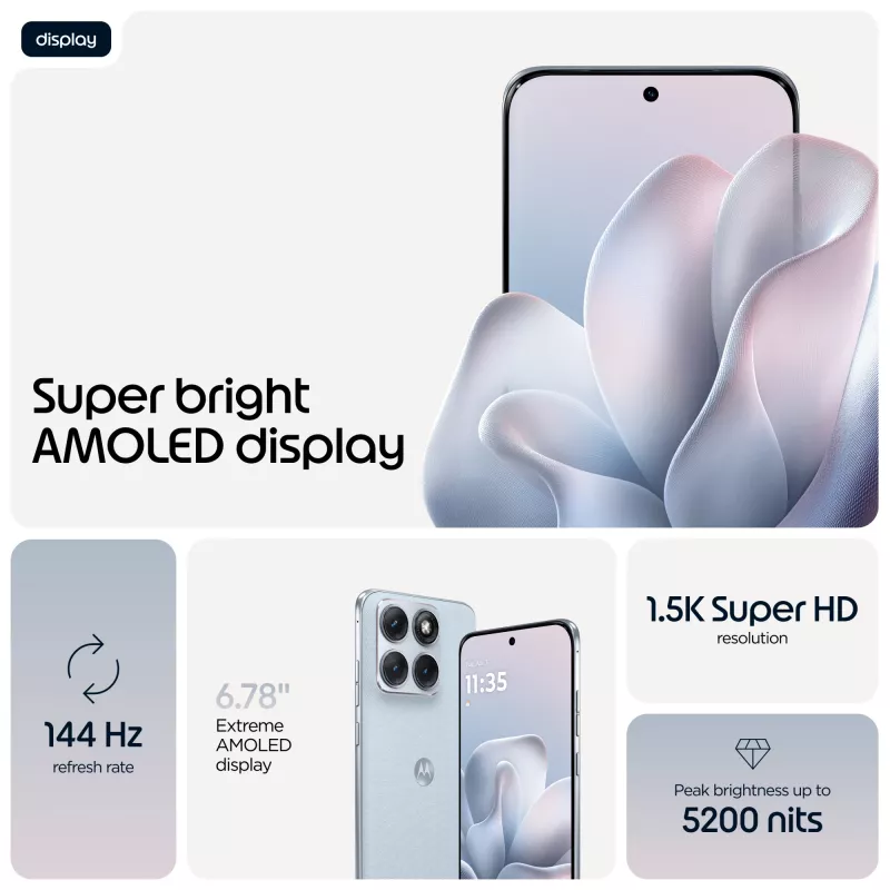 Smartphone Motorola edge 70 fusion — 6,78 inch (17,2 cm) OLED, Snapdragon 7s Gen 3, 12 GB RAM, 256 GB, Dual SIM, 7000 mAh, Azul claro