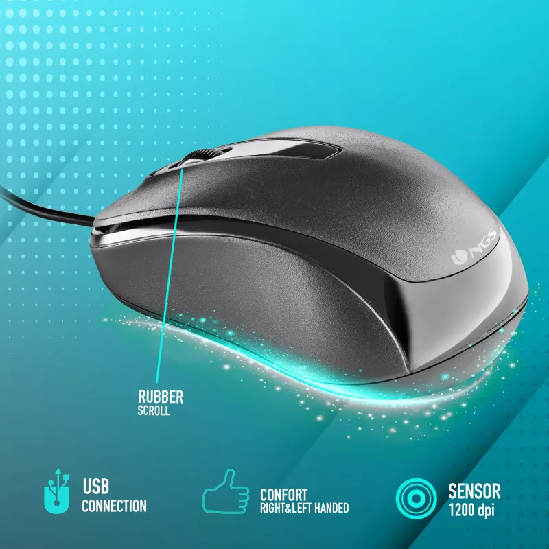 NGS EASY DELTA ratón de oficina ambidiestro USB Type-A óptico 1200 DPI