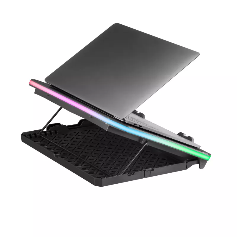 Mars Gaming MNBC6, base refrigeradora + soporte XL 19'' ARGB, 3 ventiladores, soporte móvil