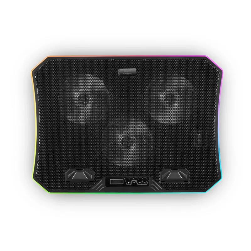 Mars Gaming MNBC6, base refrigeradora + soporte XL 19'' ARGB, 3 ventiladores, soporte móvil