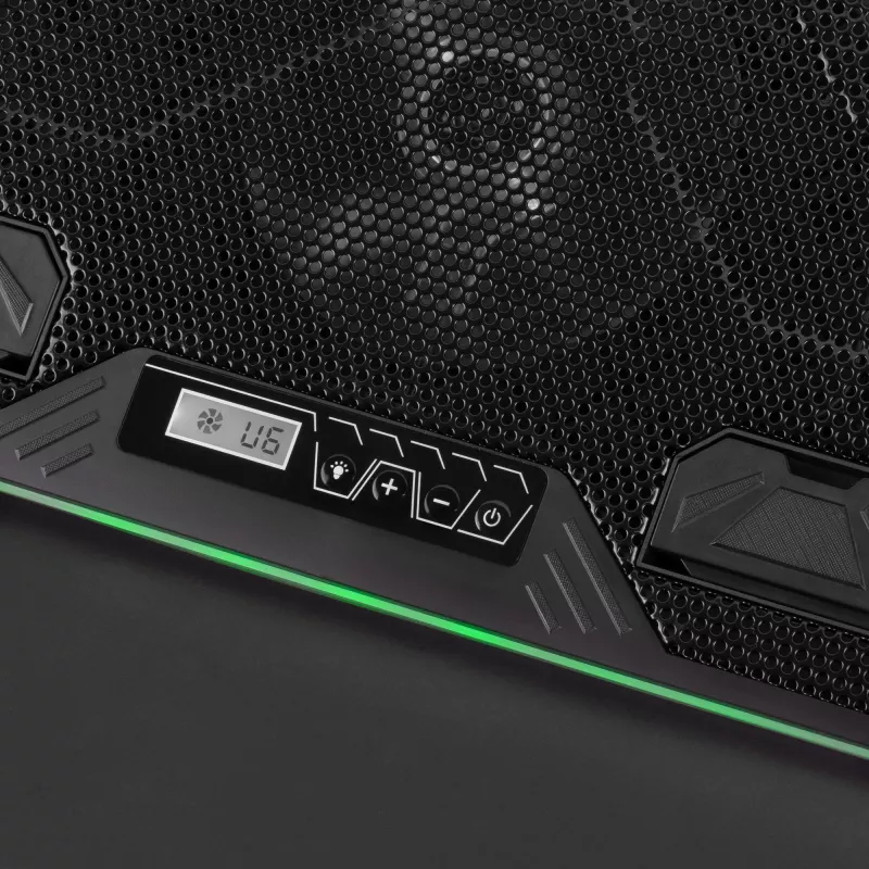 Mars Gaming MNBC6, base refrigeradora + soporte XL 19'' ARGB, 3 ventiladores, soporte móvil