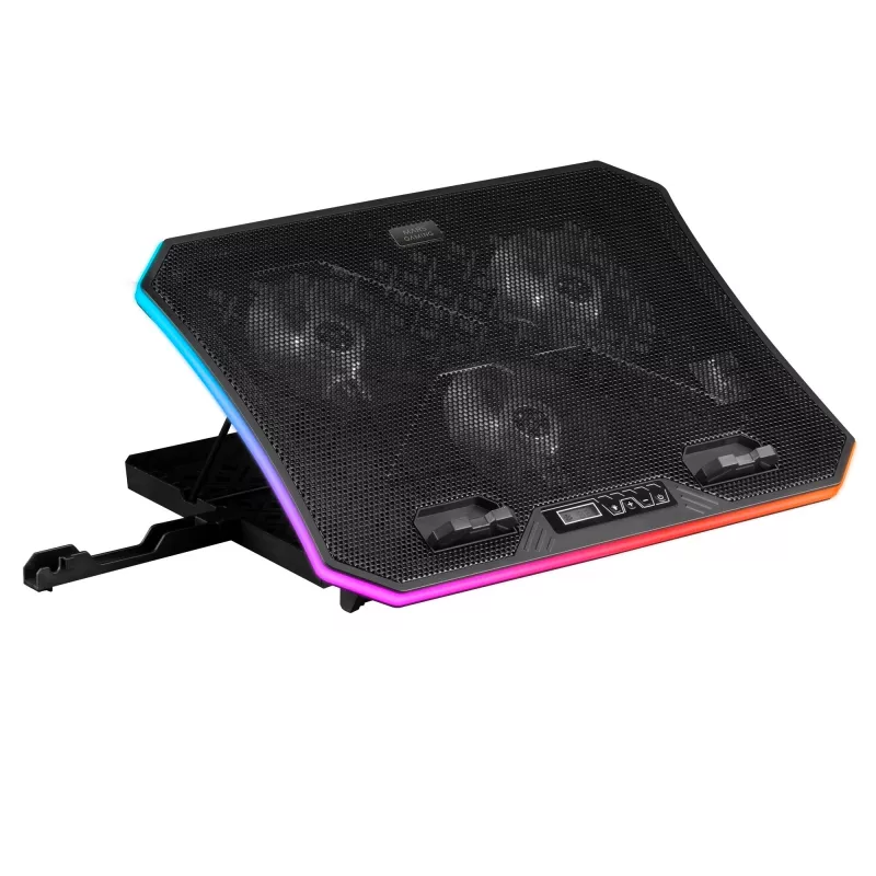 Mars Gaming MNBC6, base refrigeradora + soporte XL 19'' ARGB, 3 ventiladores, soporte móvil