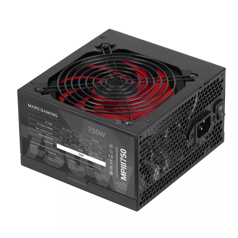 Mars Gaming MPIII750 fuente de alimentación PC 750W ATX 85 % eficiencia 5 años de garantía