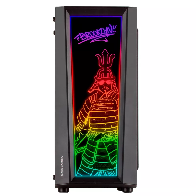 Mars Gaming MC-ART negro caja PC gaming ATX cristal templado doblemente pintado ARGB 12 modos ventilador 12cm