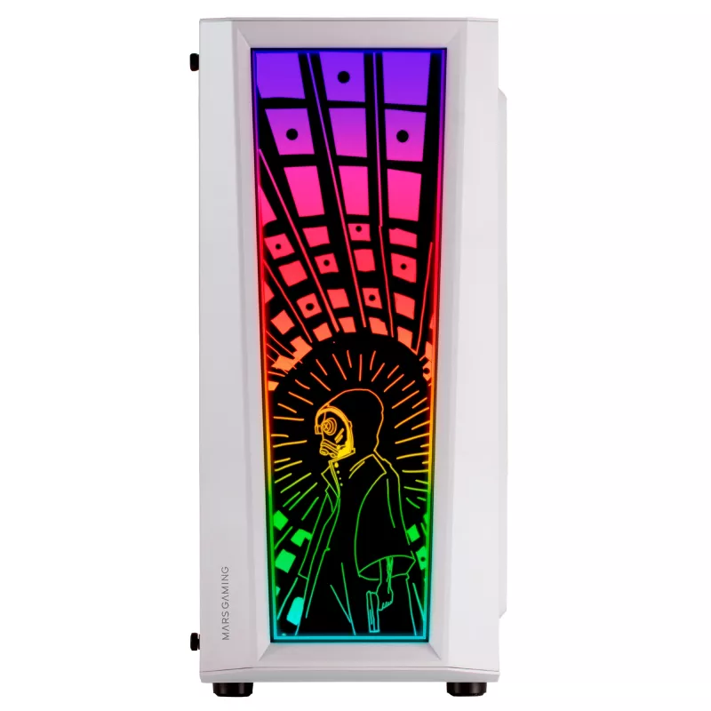 Mars Gaming MC-ART blanco caja PC gaming ATX cristal templado doblemente pintado ARGB 12 modos ventilador 120 mm
