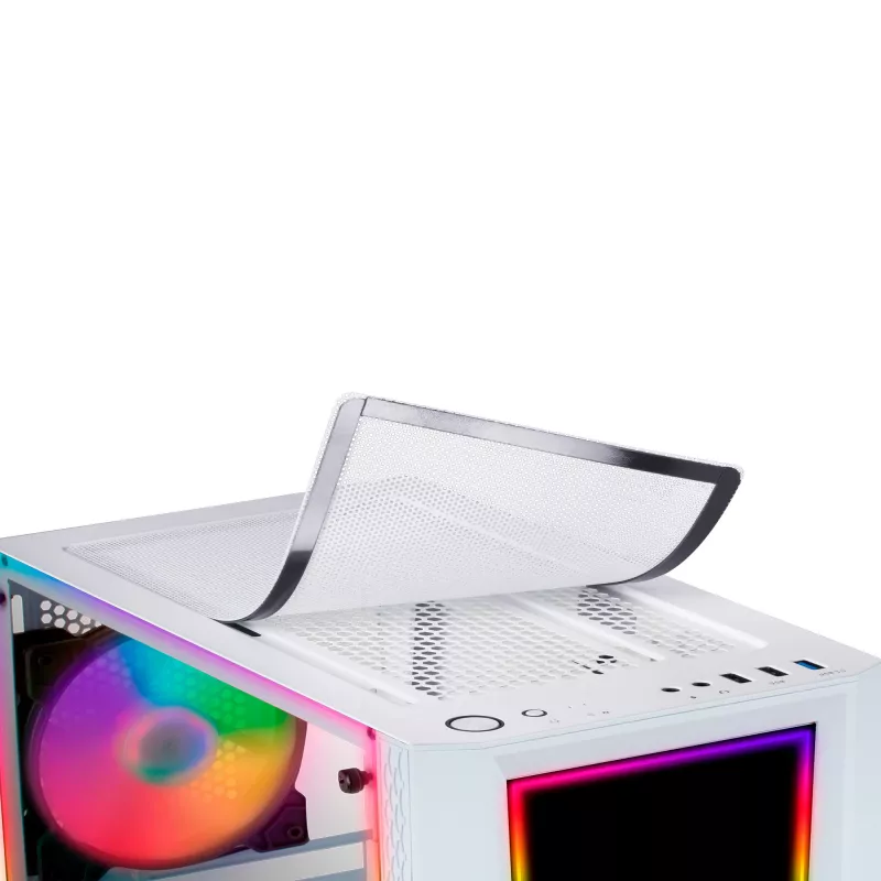 Mars Gaming MC-ART blanco caja PC gaming ATX cristal templado doblemente pintado ARGB 12 modos ventilador 120 mm