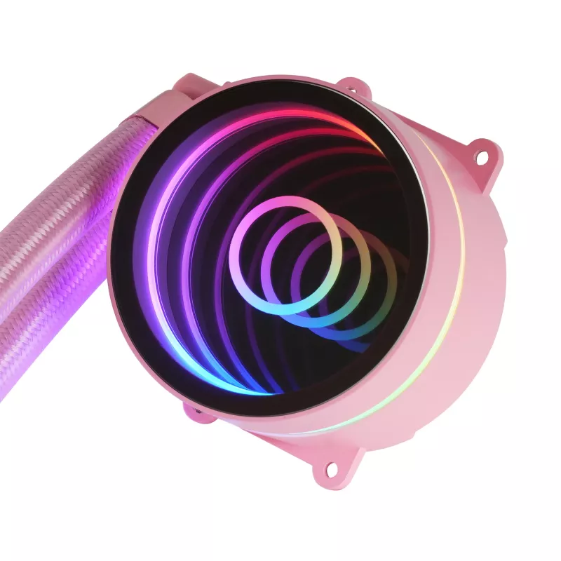 Mars Gaming ML-ONE120 rosa refrigeración líquida CPU TDP 200W espejo Infinity FRGB ventilador silencioso universal multisocket