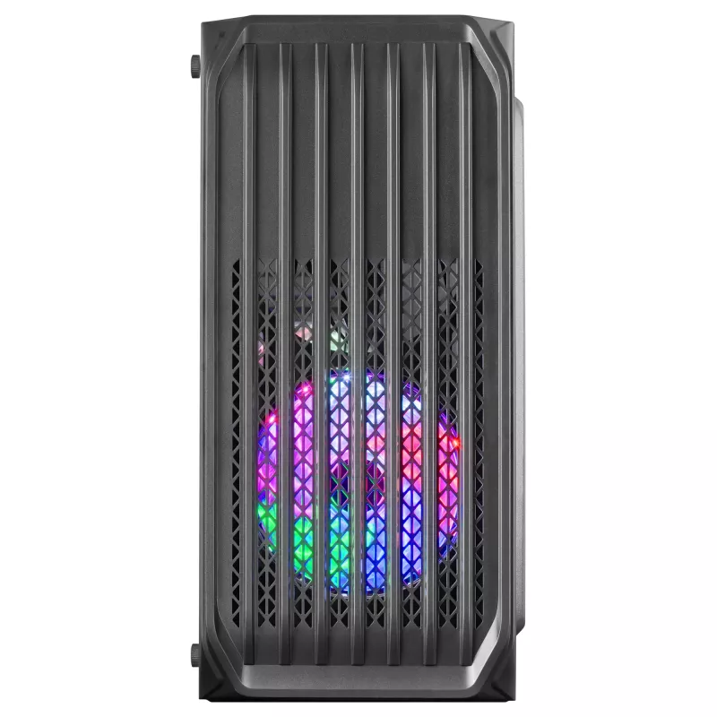 Mars Gaming MC-S2 Carcasa de PC gaming micro-ATX compacta negra con 2 ventiladores FRGB arcoíris, rejilla frontal y ventana lateral continua