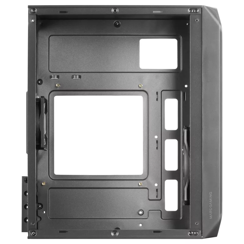 Mars Gaming MC-S2 Carcasa de PC gaming micro-ATX compacta negra con 2 ventiladores FRGB arcoíris, rejilla frontal y ventana lateral continua