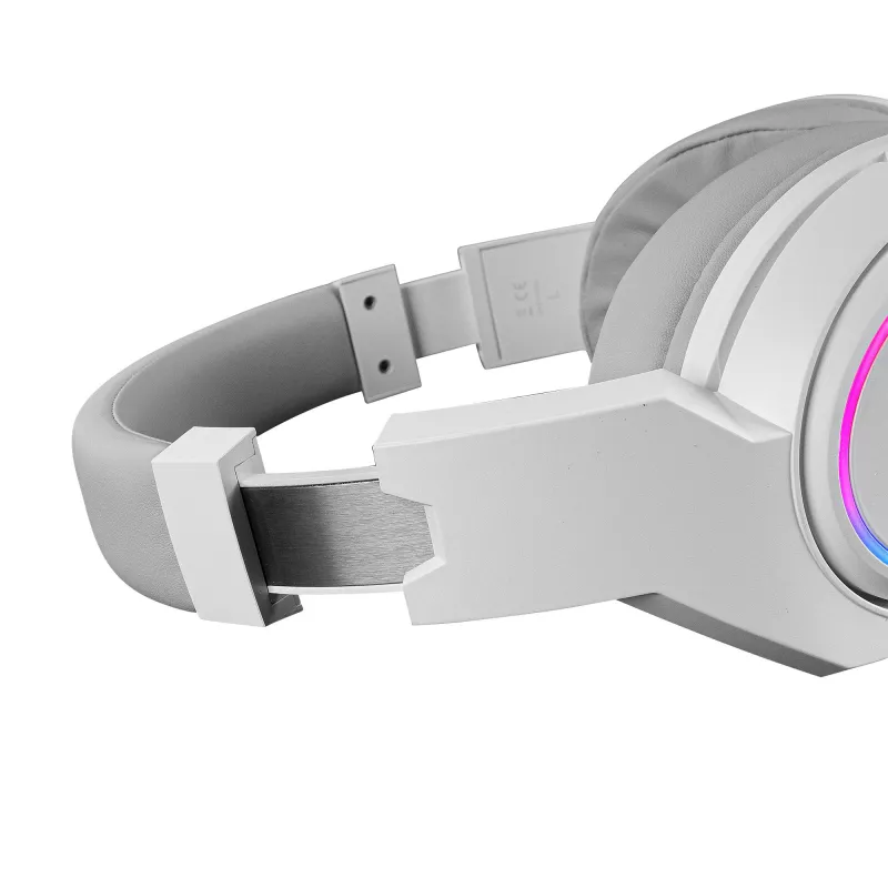 Mars Gaming MHW-100 Blanco Auriculares inalámbricos ARGB Flow con micrófono ENC desmontable, ultraligeros, cancelación activa ENC + pasiva de ruido, compatibilidad universal