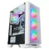 Mars Gaming MC-C Blanco Carcasa de PC ATX con panel frontal de malla metálica, ventana de cristal templado, 3 ventiladores FRGB frontales de 120 mm