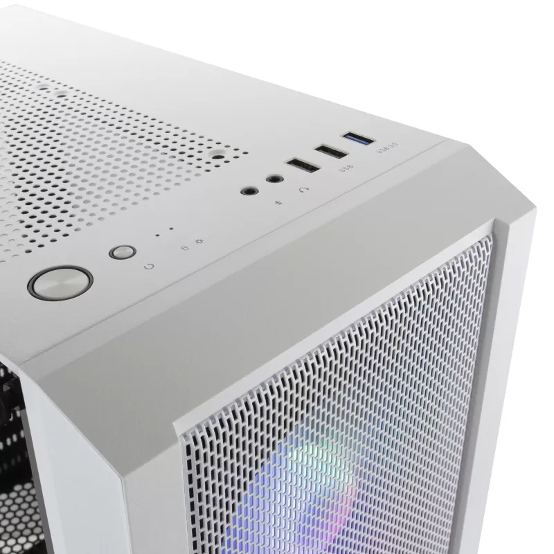 Mars Gaming MC-C Blanco Carcasa de PC ATX con panel frontal de malla metálica, ventana de cristal templado, 3 ventiladores FRGB frontales de 120 mm