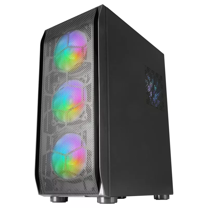 Mars Gaming MC-KX Negro Torre gaming E-ATX Premium con sistema FREEZER CPU, 5 ventiladores ARGB ultrasilenciosos, controlador ARGB y controlador RF, frontal de malla