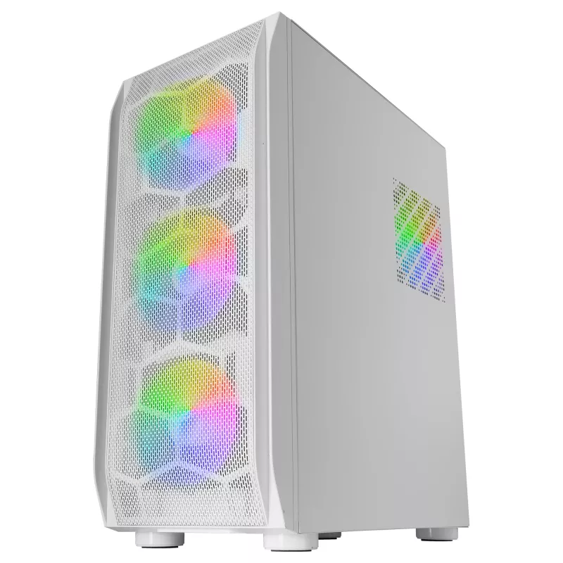 Mars Gaming MC-KX White Torre gaming E-ATX Premium con sistema FREEZER CPU, 5 ventiladores ARGB ultrasilenciosos, controlador ARGB y controlador RF, frontal de malla