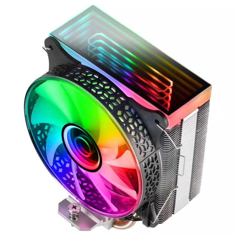 Mars Gaming MCPU-VR Negro Disipador de CPU con doble espejo infinito ARGB, 4 heatpipes HCT, 180 W TDP, ventilador PWM de 12 cm ultrasilencioso