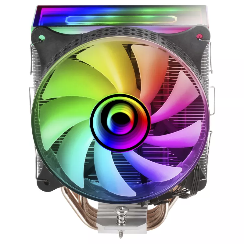 Mars Gaming MCPU-VR Negro Disipador de CPU con doble espejo infinito ARGB, 4 heatpipes HCT, 180 W TDP, ventilador PWM de 12 cm ultrasilencioso