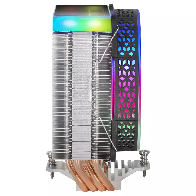 Mars Gaming MCPU-VR Negro Disipador de CPU con doble espejo infinito ARGB, 4 heatpipes HCT, 180 W TDP, ventilador PWM de 12 cm ultrasilencioso
