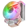 Mars Gaming MCPU-VR Rosa disipador de CPU Dual Infinity Mirror ARGB 4 heatpipes HCT TDP 180W ventilador PWM de 12cm ultrasilencioso