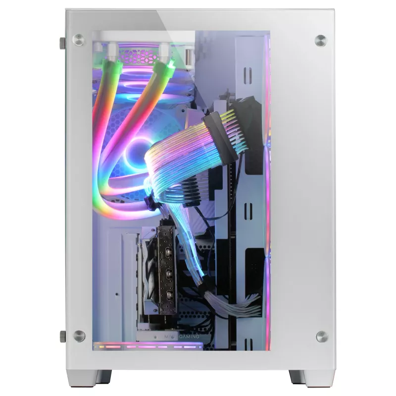 Mars Gaming MCV3 White Torre gaming E-ATX Custom XXL con ventana de cristal templado frontal y lateral, estructura modular de doble cámara