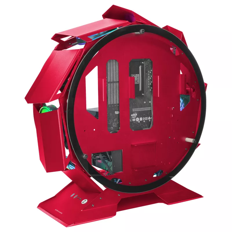 Mars Gaming MCORB Rojo Carcasa de PC gaming micro-ATX XL con diseño redondo personalizado y doble cristal templado