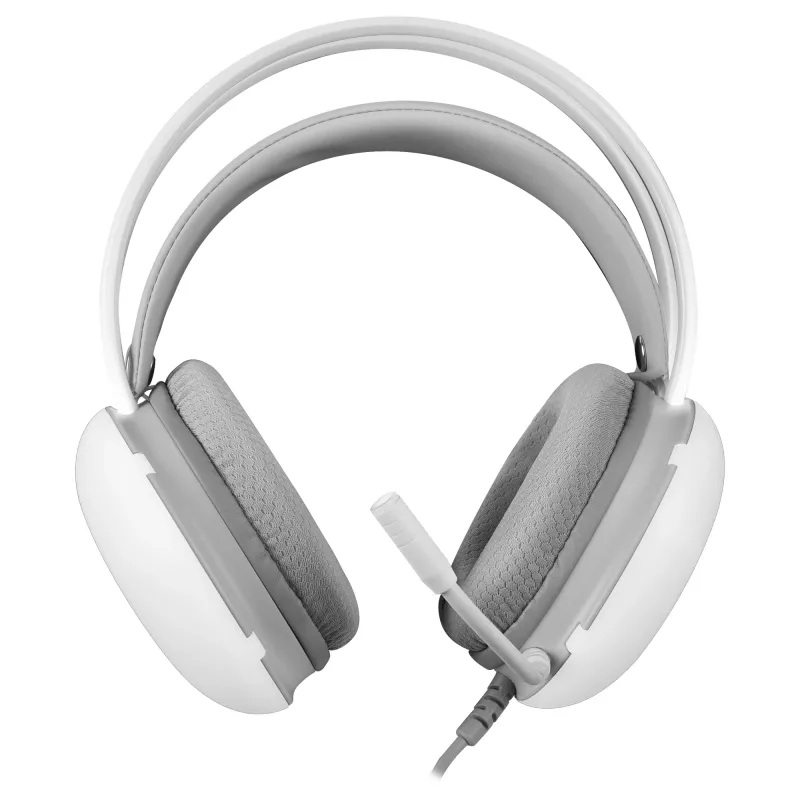 Mars Gaming MH-GLOW Blanco Auriculares 360° Full Chroma RGB Flow con micrófono con cancelación de ruido, diseño ultraligero, almohadillas de espuma viscoelástica, compatibilidad universal