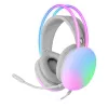 Mars Gaming MH-GLOW Blanco Auriculares 360° Full Chroma RGB Flow con micrófono con cancelación de ruido, diseño ultraligero, almohadillas de espuma viscoelástica, compatibilidad universal