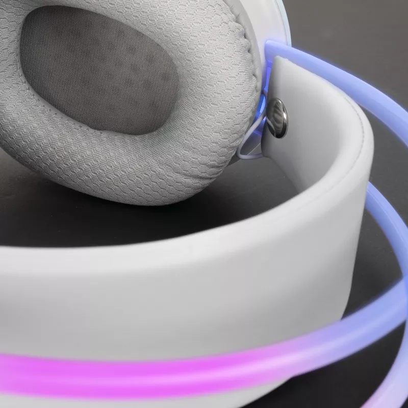 Mars Gaming MH-GLOW Blanco Auriculares 360° Full Chroma RGB Flow con micrófono con cancelación de ruido, diseño ultraligero, almohadillas de espuma viscoelástica, compatibilidad universal