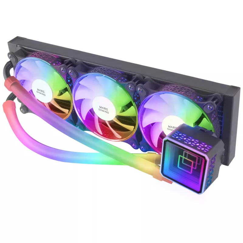 Mars Gaming ML-ULTRA360 Negro refrigeración líquida de CPU TDP 650W Infinity Mirror 3 ventiladores FDB ARGB silenciosos tubos ARGB multisocket universal