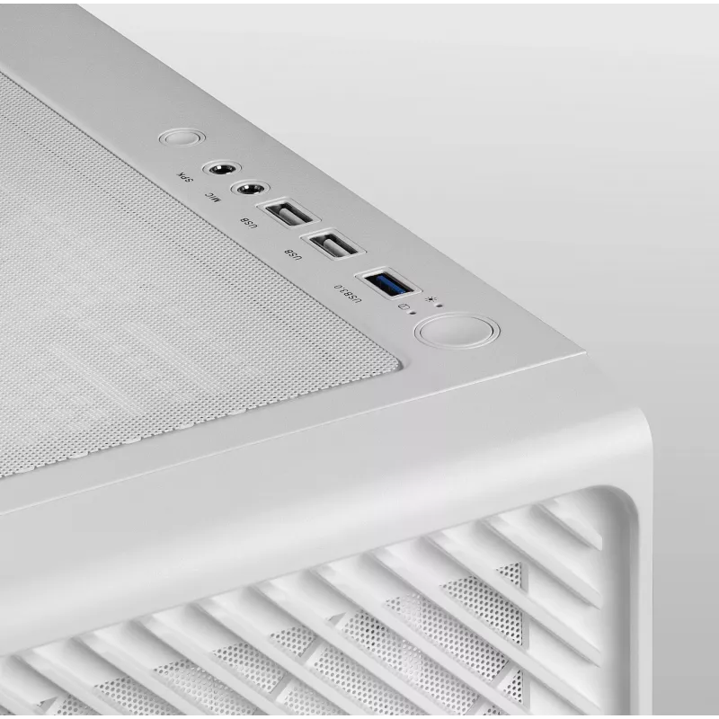 Mars Gaming MC-F White, semitorre gaming ATX, ventana de cristal templado, frontal de malla metálica, 4 ventiladores ARGB de 120 mm
