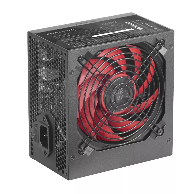 Mars Gaming MPIII650 fuente de alimentación PC ATX 650W 5 años de garantía silenciosa tecnología AI-RPM 85% de eficiencia negro