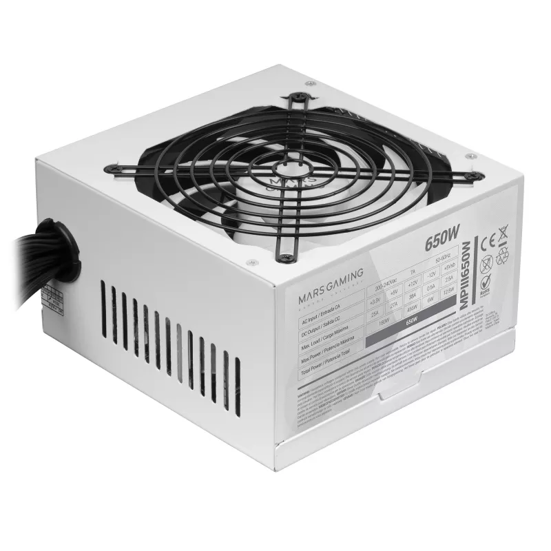 Mars Gaming MPIII650 Fuente de alimentación 650 W 20+4 pines ATX ATX blanca
