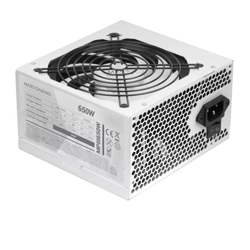 Mars Gaming MPIII650 Fuente de alimentación 650 W 20+4 pines ATX ATX blanca