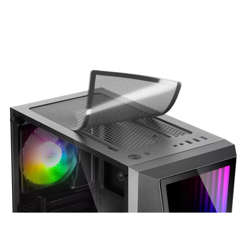 Mars Gaming MC777, caja de ordenador ATX, iluminación ARGB, negro, PC, negro, ATX, micro ATX, Mini-ITX, azul, verde, rojo, 15,8 cm, 31,8 cm