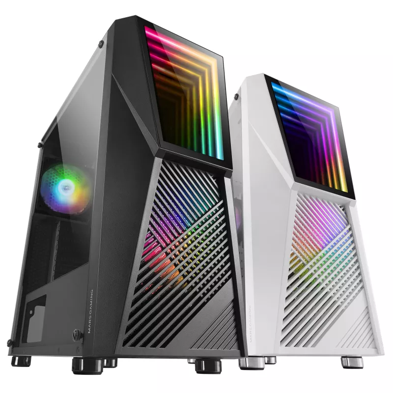 Mars Gaming MC777, caja de ordenador ATX, iluminación ARGB, negro, PC, negro, ATX, micro ATX, Mini-ITX, azul, verde, rojo, 15,8 cm, 31,8 cm