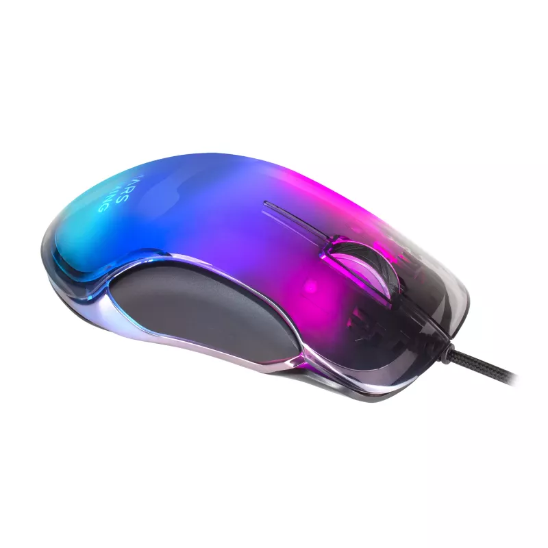 Mars Gaming MMGLOW ratón gaming RGB Chroma-Glow acabado espejo 12800 DPI negro