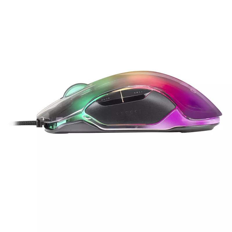 Mars Gaming MMGLOW ratón gaming RGB Chroma-Glow acabado espejo 12800 DPI negro
