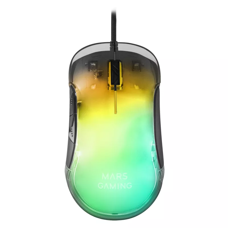Mars Gaming MMGLOW ratón gaming RGB Chroma-Glow acabado espejo 12800 DPI negro