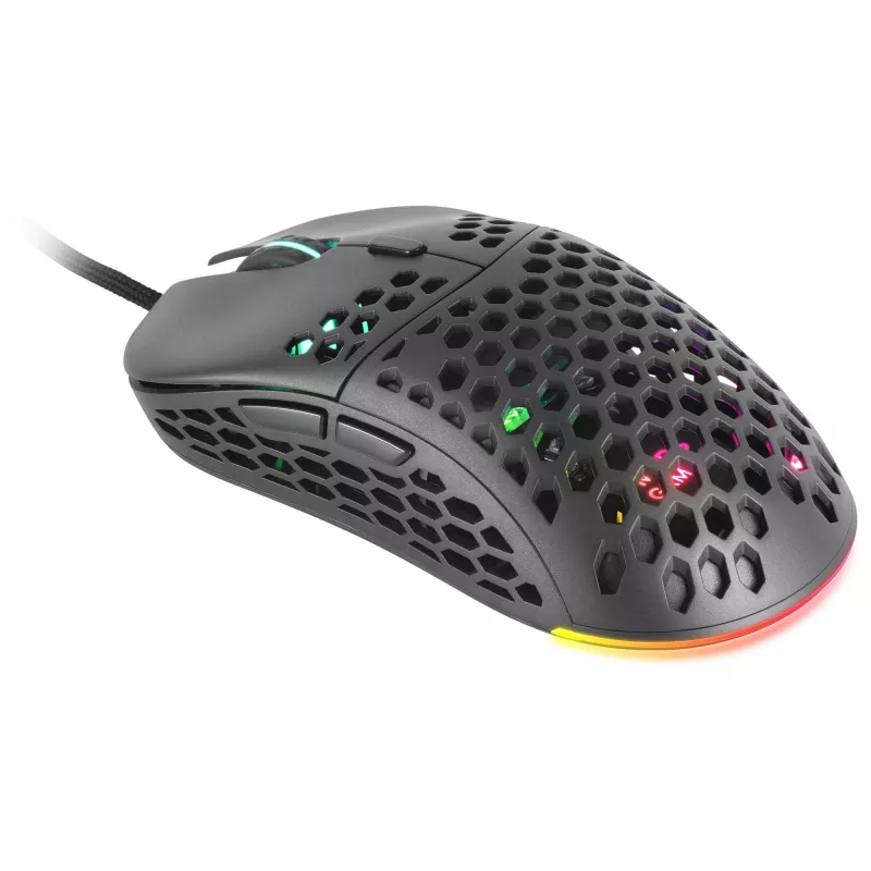 Mars Gaming MM55 negro ratón gaming RGB Chroma ultraligero 55g 12800 DPI interruptores mecánicos HUANO