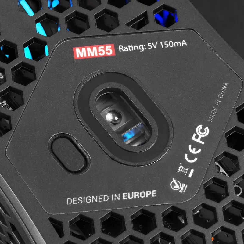 Mars Gaming MM55 negro ratón gaming RGB Chroma ultraligero 55g 12800 DPI interruptores mecánicos HUANO