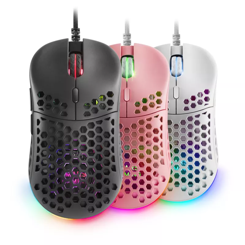 Mars Gaming MM55 negro ratón gaming RGB Chroma ultraligero 55g 12800 DPI interruptores mecánicos HUANO