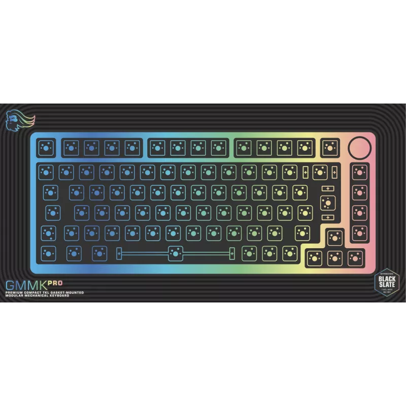 Barebone de teclado GLORIOUS GMMK Pro — carcasa de aluminio 75%, negro, 332×135×32 mm, 1,5 kg