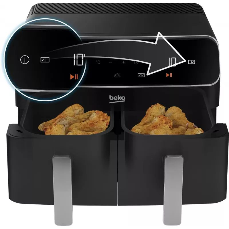 Freidora de aire Beko FRL5388B ExpertFry 8,5 L 2400 W negra con control táctil