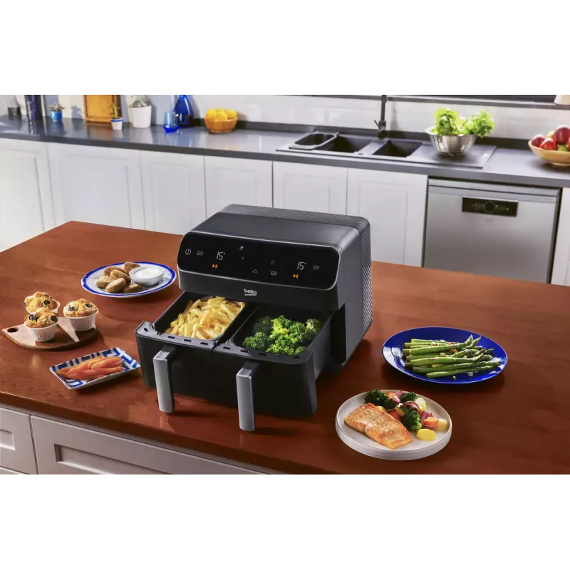 Freidora de aire Beko FRL5388B ExpertFry 8,5 L 2400 W negra con control táctil
