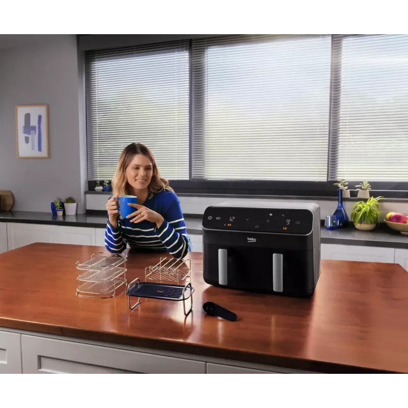 Freidora de aire Beko FRL5388B ExpertFry 8,5 L 2400 W negra con control táctil