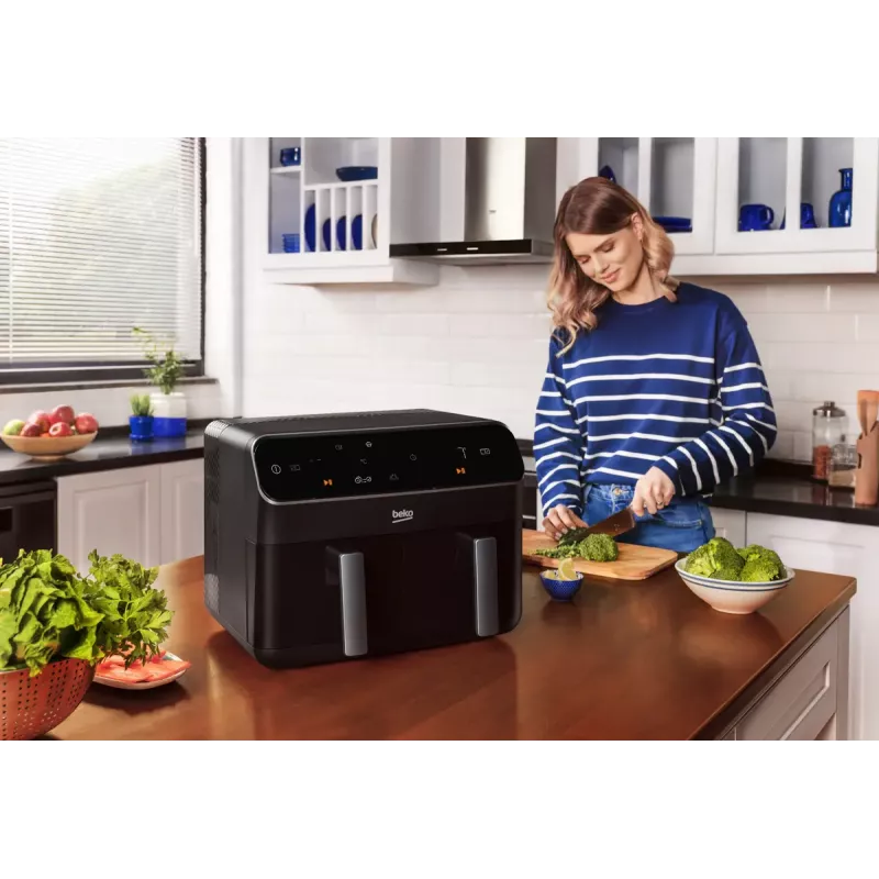 Freidora de aire Beko FRL5388B ExpertFry 8,5 L 2400 W negra con control táctil