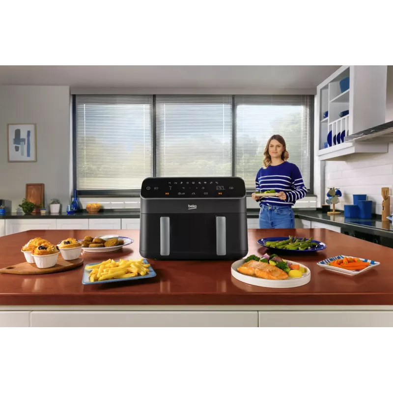 Freidora de aire Beko FRL5388B ExpertFry 8,5 L 2400 W negra con control táctil