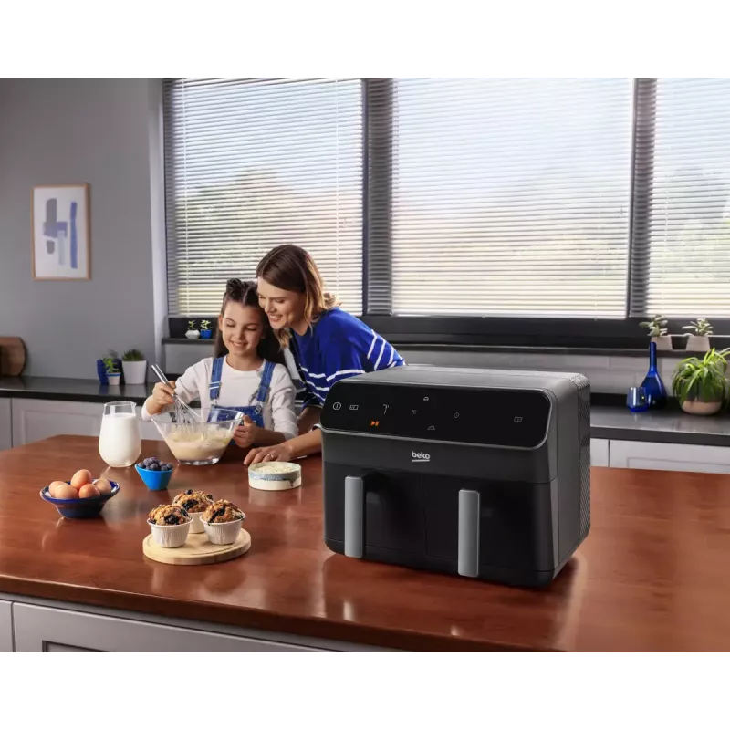 Freidora de aire Beko FRL5388B ExpertFry 8,5 L 2400 W negra con control táctil
